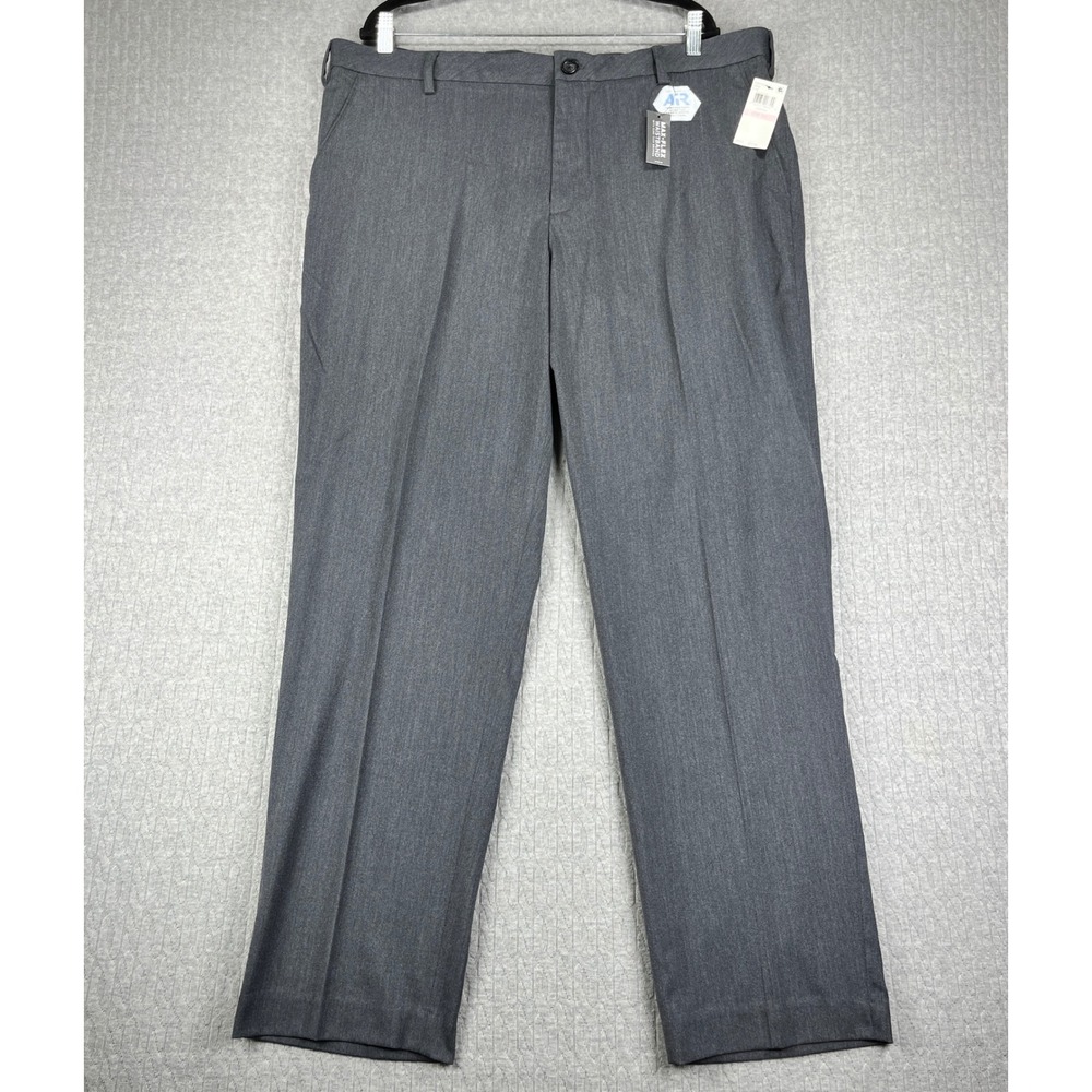 New‎ Van Heusen Dress Pants Men 40x32 Charcoal Air Straight Fit Flex Waistband